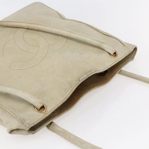 CHANEL Shoulder Bag Leather Beige Gold CC Auth - Picture 6 of 16